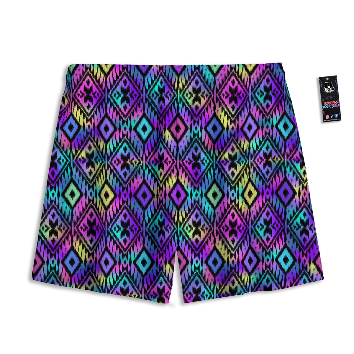 Navajo Triangle Ethnic Print Pattern Mesh Shorts