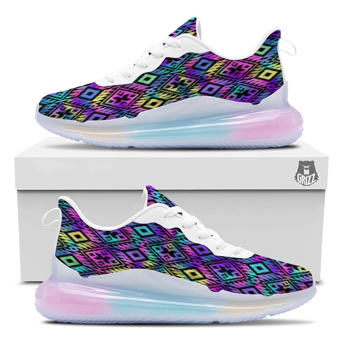 Navajo Triangle Ethnic Print Pattern Running Sneakers-grizzshop