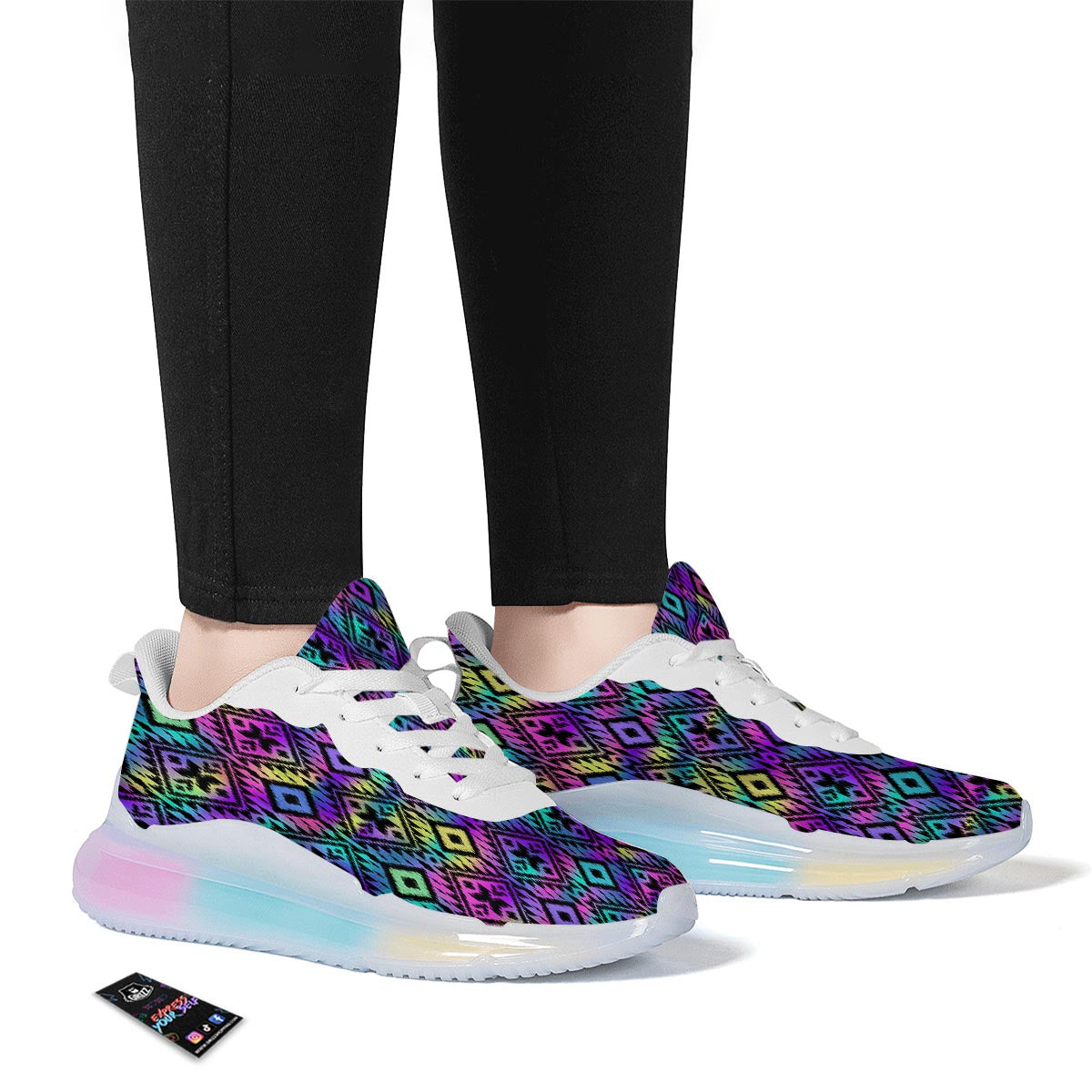 Navajo Triangle Ethnic Print Pattern Running Sneakers-grizzshop