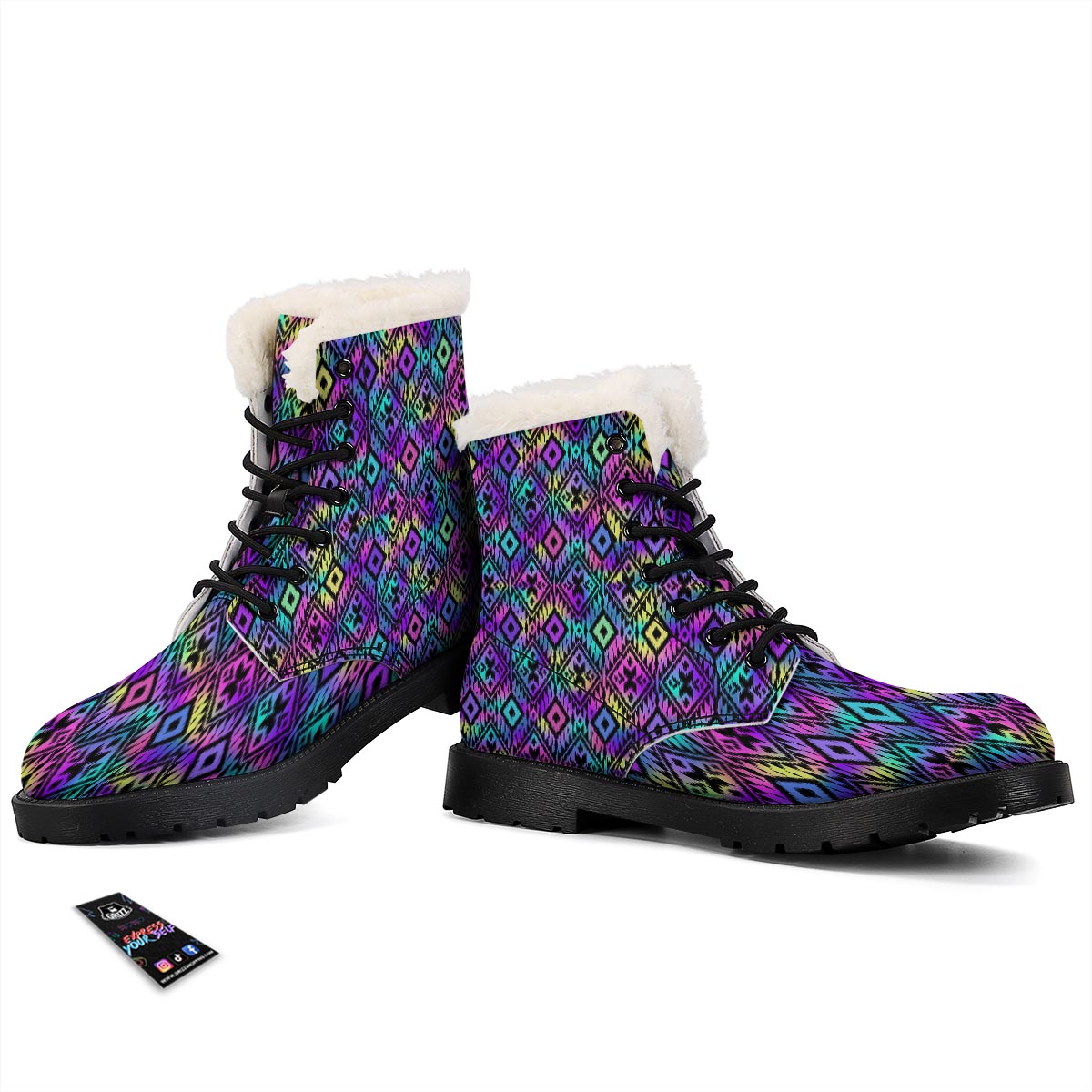 Navajo Triangle Ethnic Print Pattern Winter Boots-grizzshop