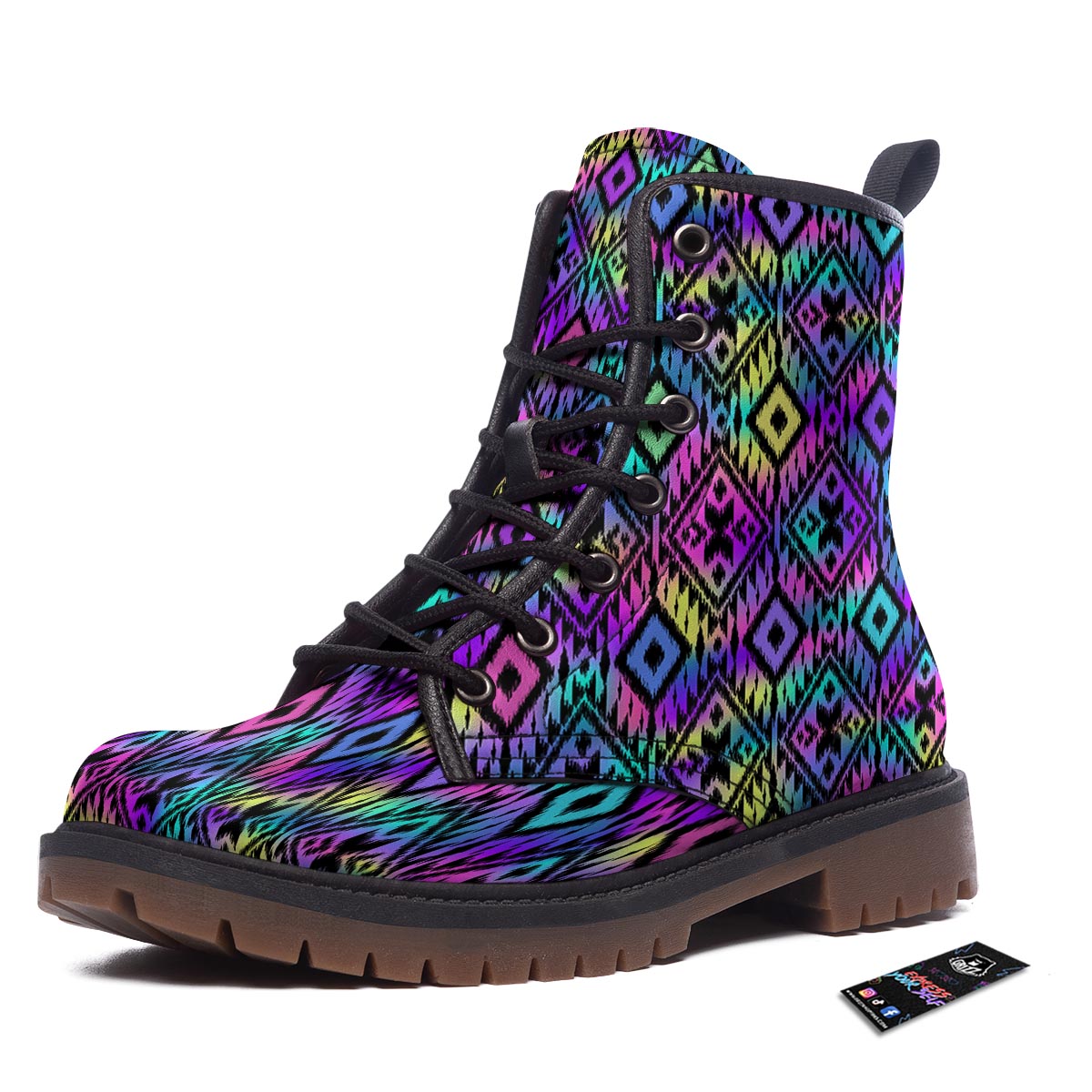 Navajo Triangle Ethnic Print Pattern Work Boots-grizzshop