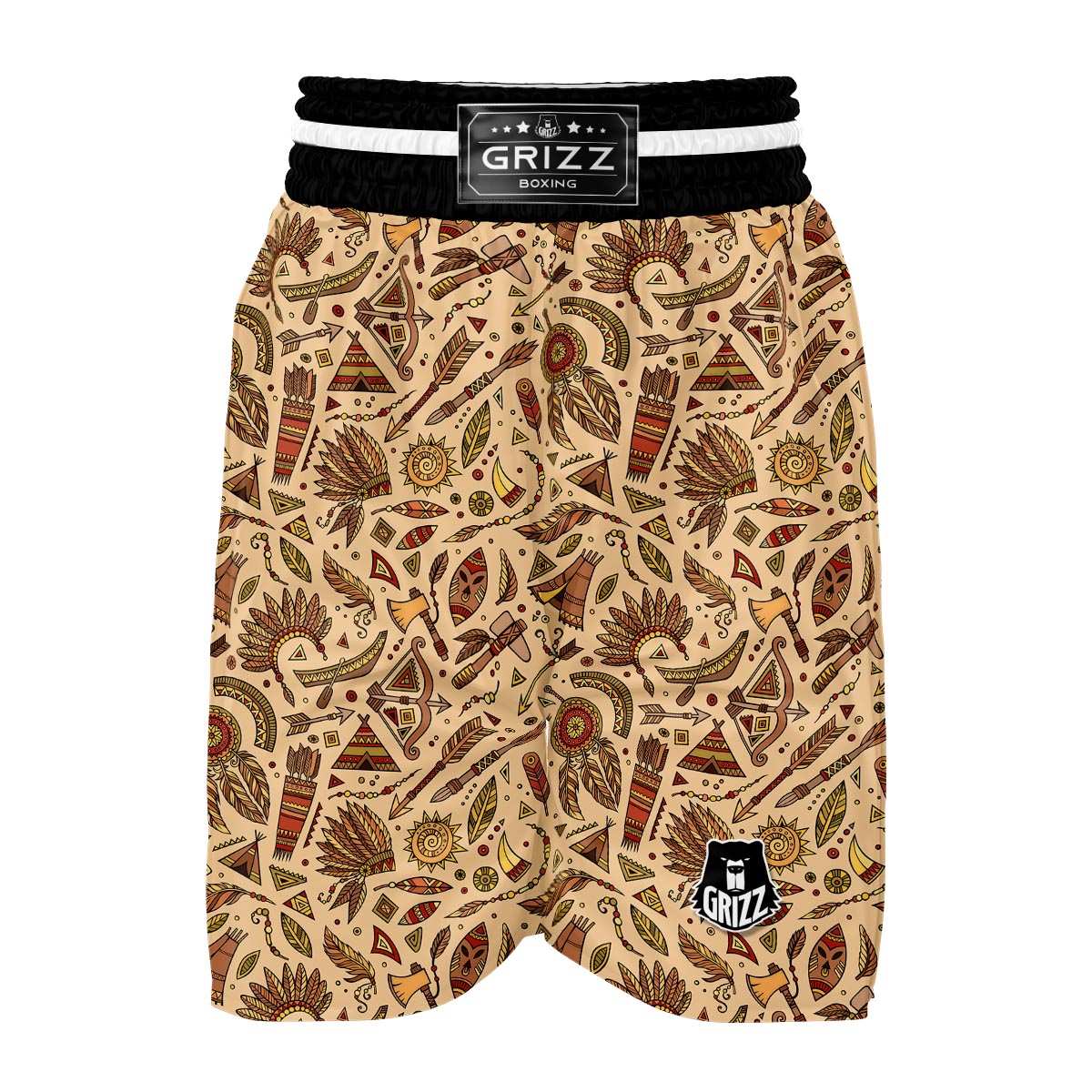 Navajo Tribal Aztec Native Indians American Print Boxing Shorts-grizzshop