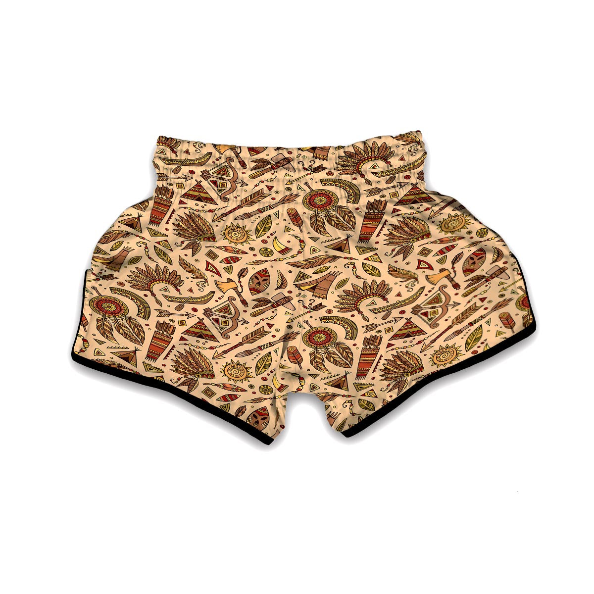 Navajo Tribal Aztec Native Indians American Print Muay Thai Boxing Shorts-grizzshop