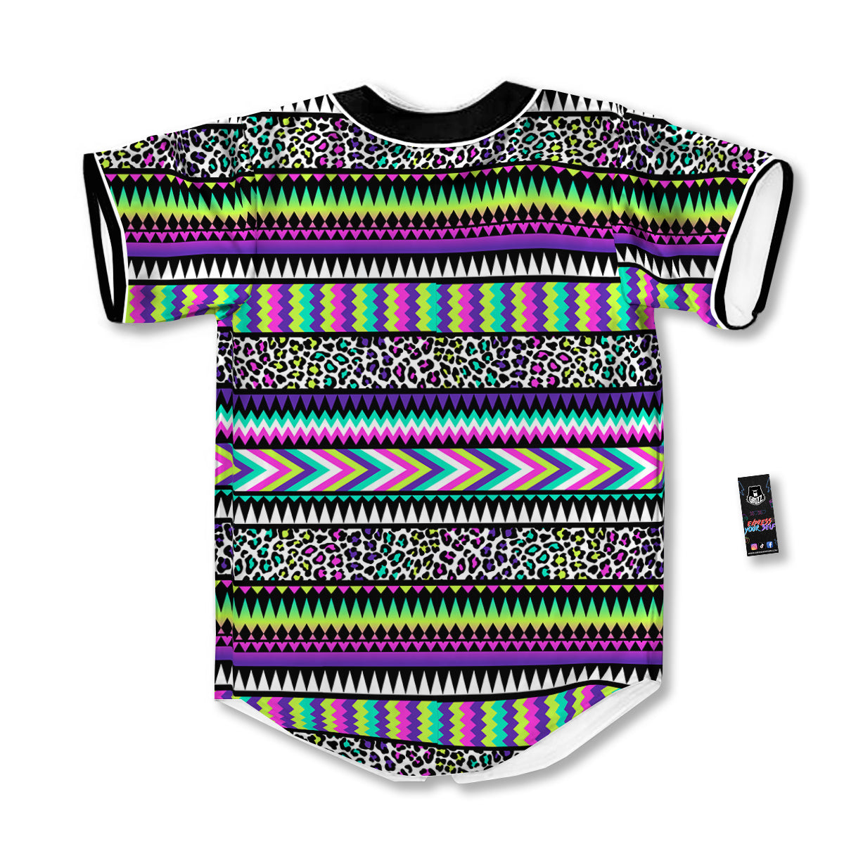 Navajo Tribal Colorful Leopard Print Baseball Jersey-grizzshop