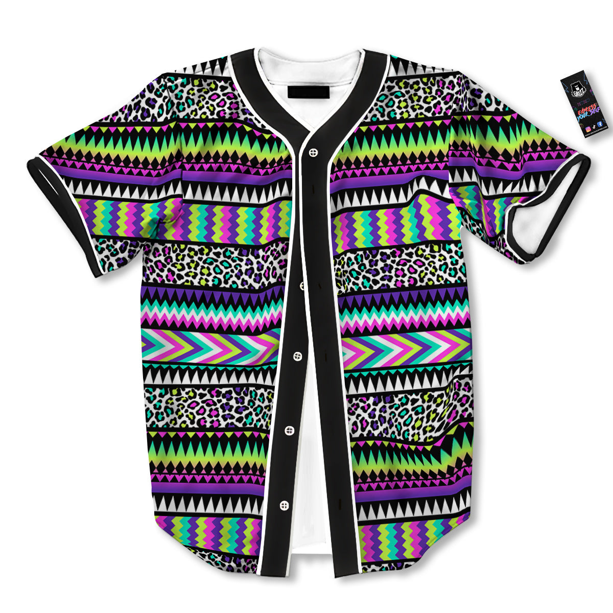 Navajo Tribal Colorful Leopard Print Baseball Jersey-grizzshop