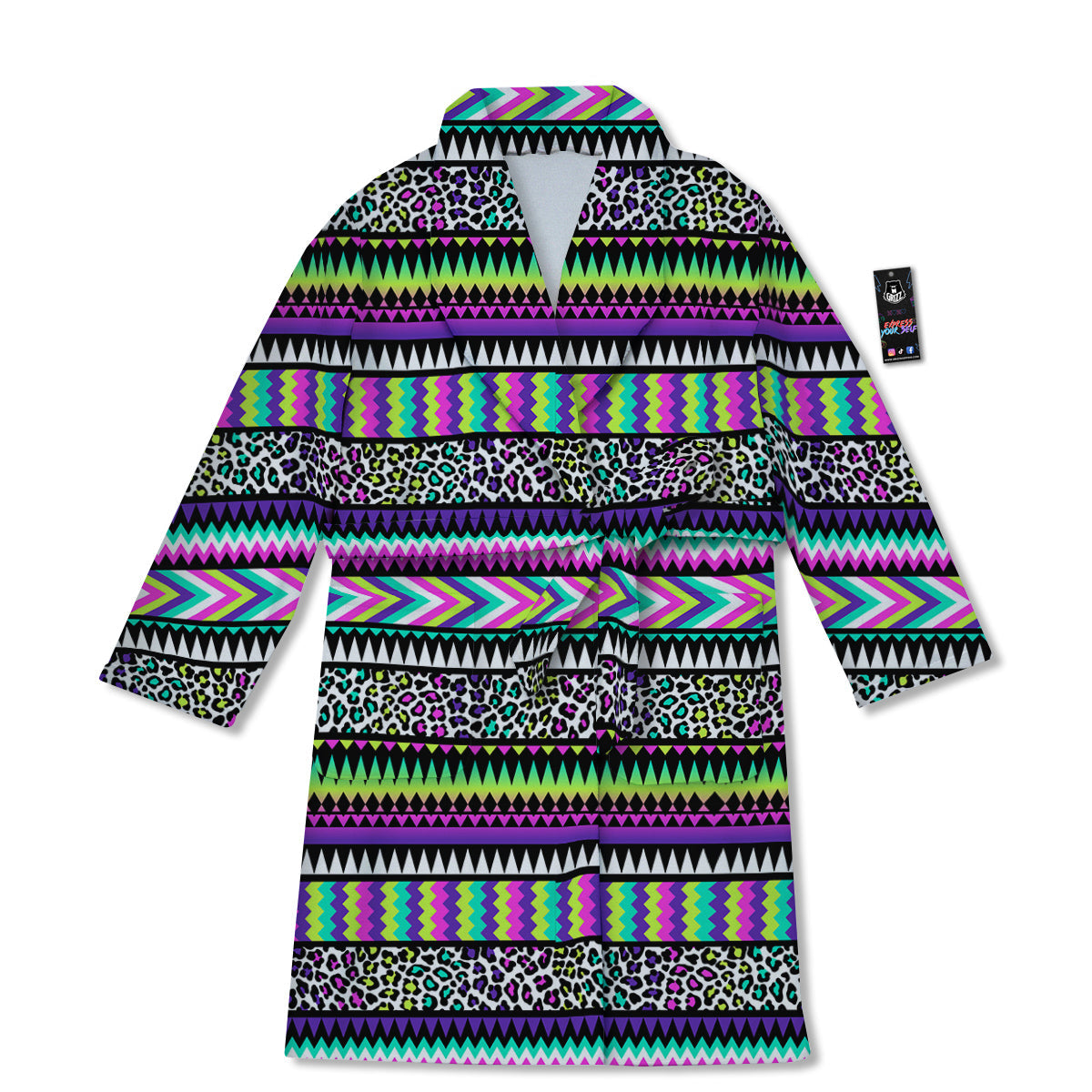 Navajo Tribal Colorful Leopard Print Bathrobe-grizzshop