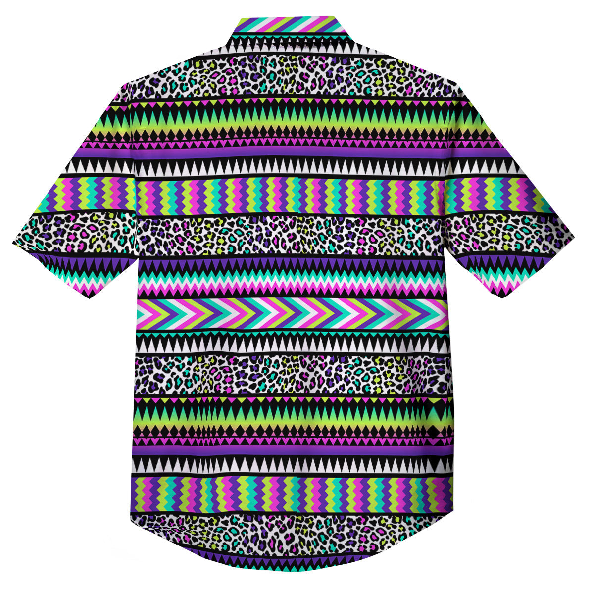 Navajo Tribal Colorful Leopard Print Button Up Shirt-grizzshop