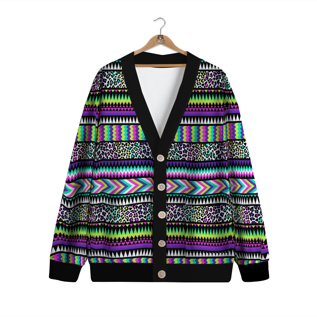 Navajo Tribal Colorful Leopard Print Cardigan-grizzshop