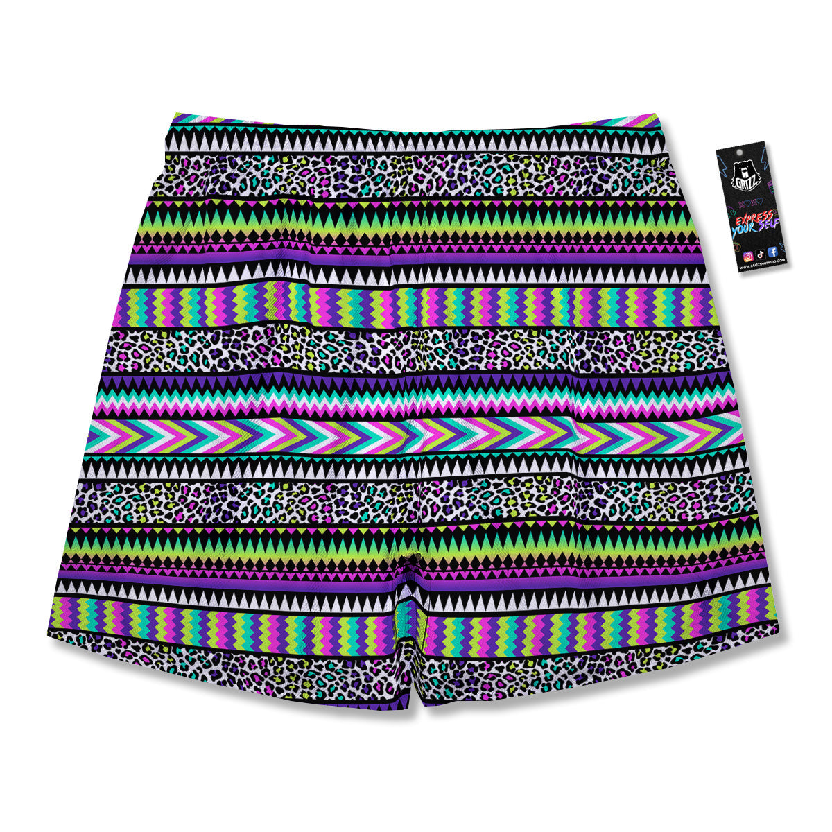 Navajo Tribal Colorful Leopard Print Men's Running Shorts-grizzshop