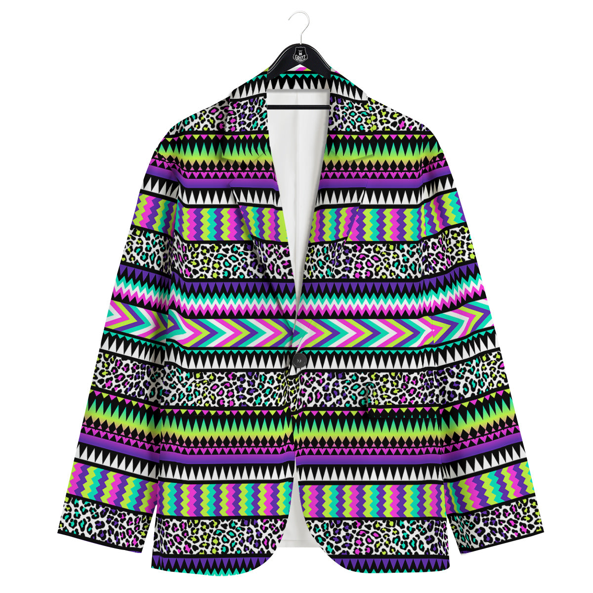 Navajo Tribal Colorful Leopard Print Men's Sport Coat-grizzshop