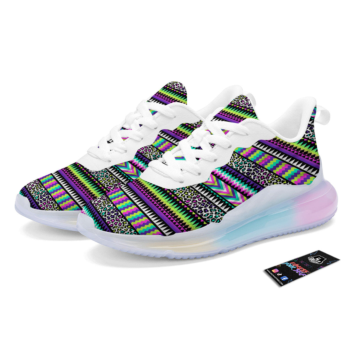 Navajo Tribal Colorful Leopard Print Running Sneakers-grizzshop