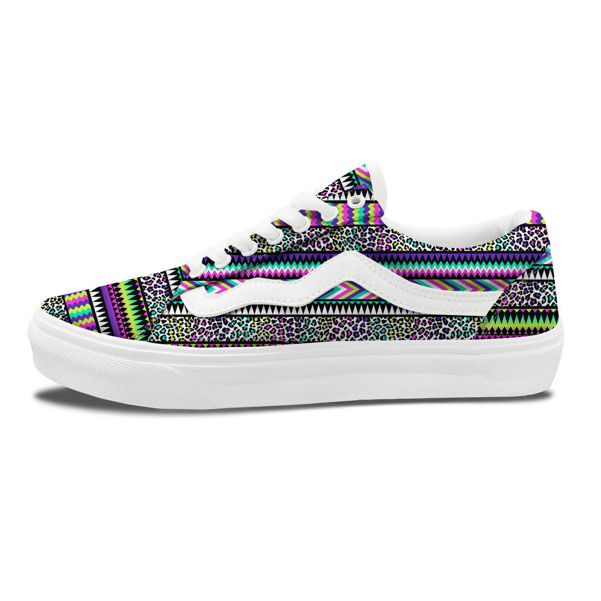 Navajo Tribal Colorful Leopard Print Skate Shoes-grizzshop