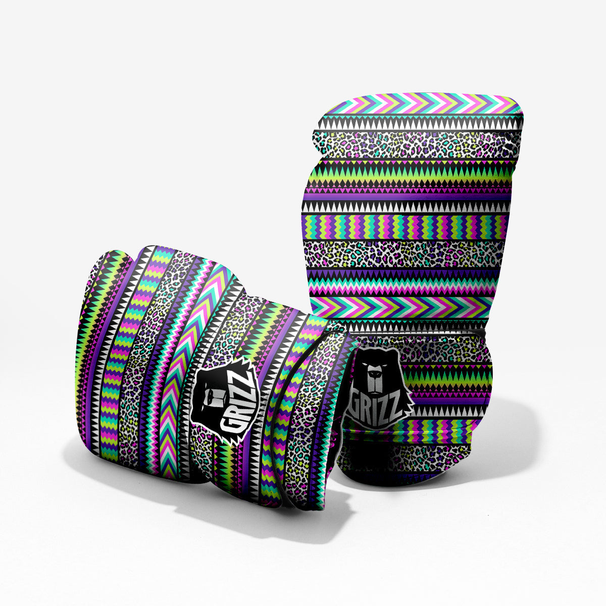 Navajo Tribal Colorful Leopard Print Pro Boxing Glove