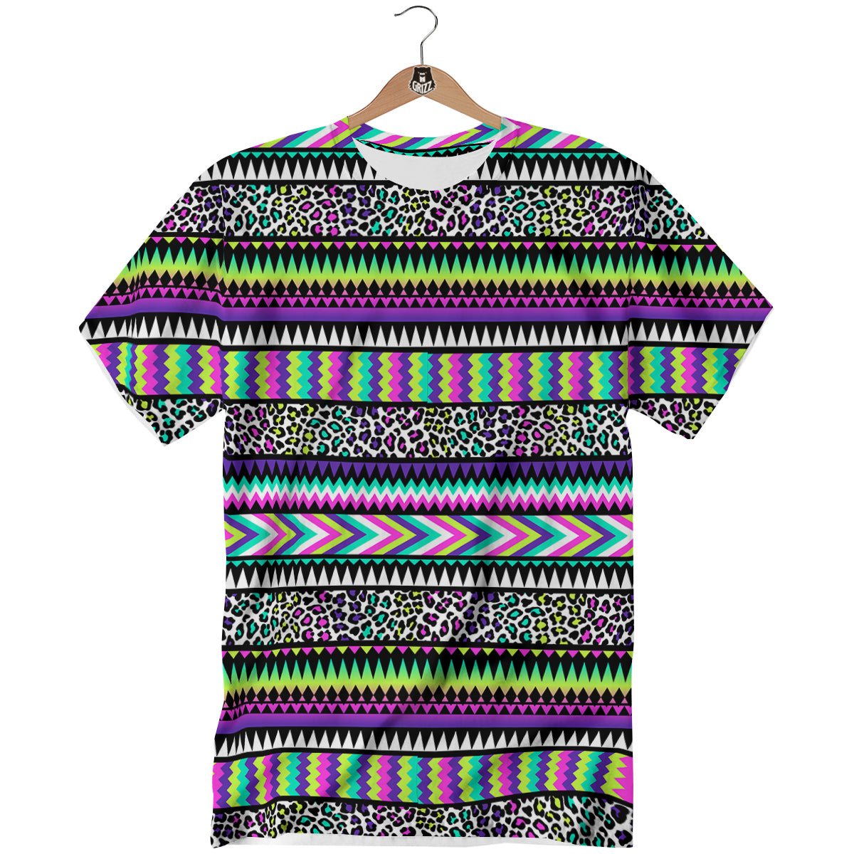 Navajo Tribal Colorful Leopard Print T-Shirt-grizzshop