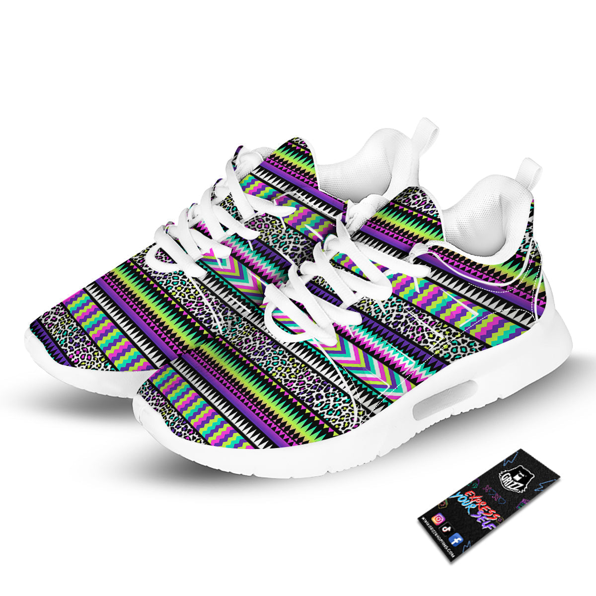Navajo Tribal Colorful Leopard Print Tennis Shoes-grizzshop