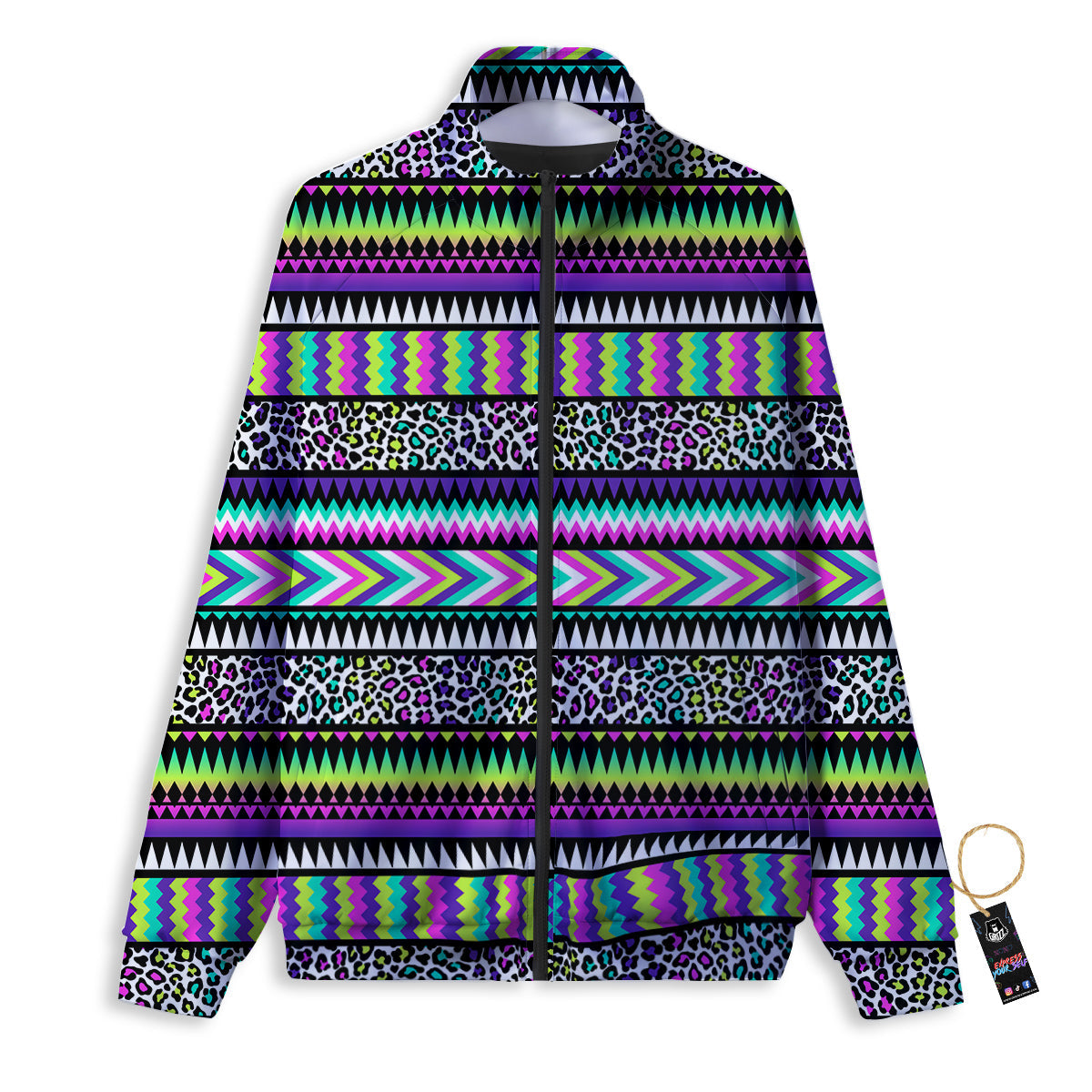 Navajo Tribal Colorful Leopard Print Track Jacket-grizzshop