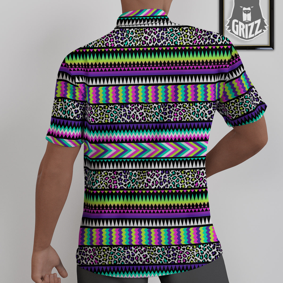 Navajo Tribal Colorful Leopard Print Untucked Shirts-grizzshop