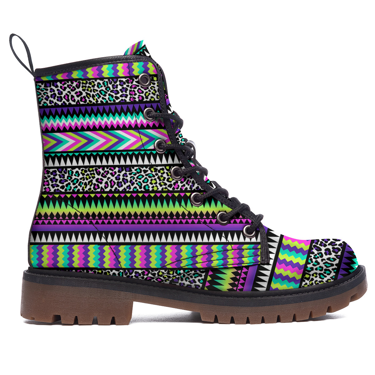 Navajo Tribal Colorful Leopard Print Work Boots-grizzshop
