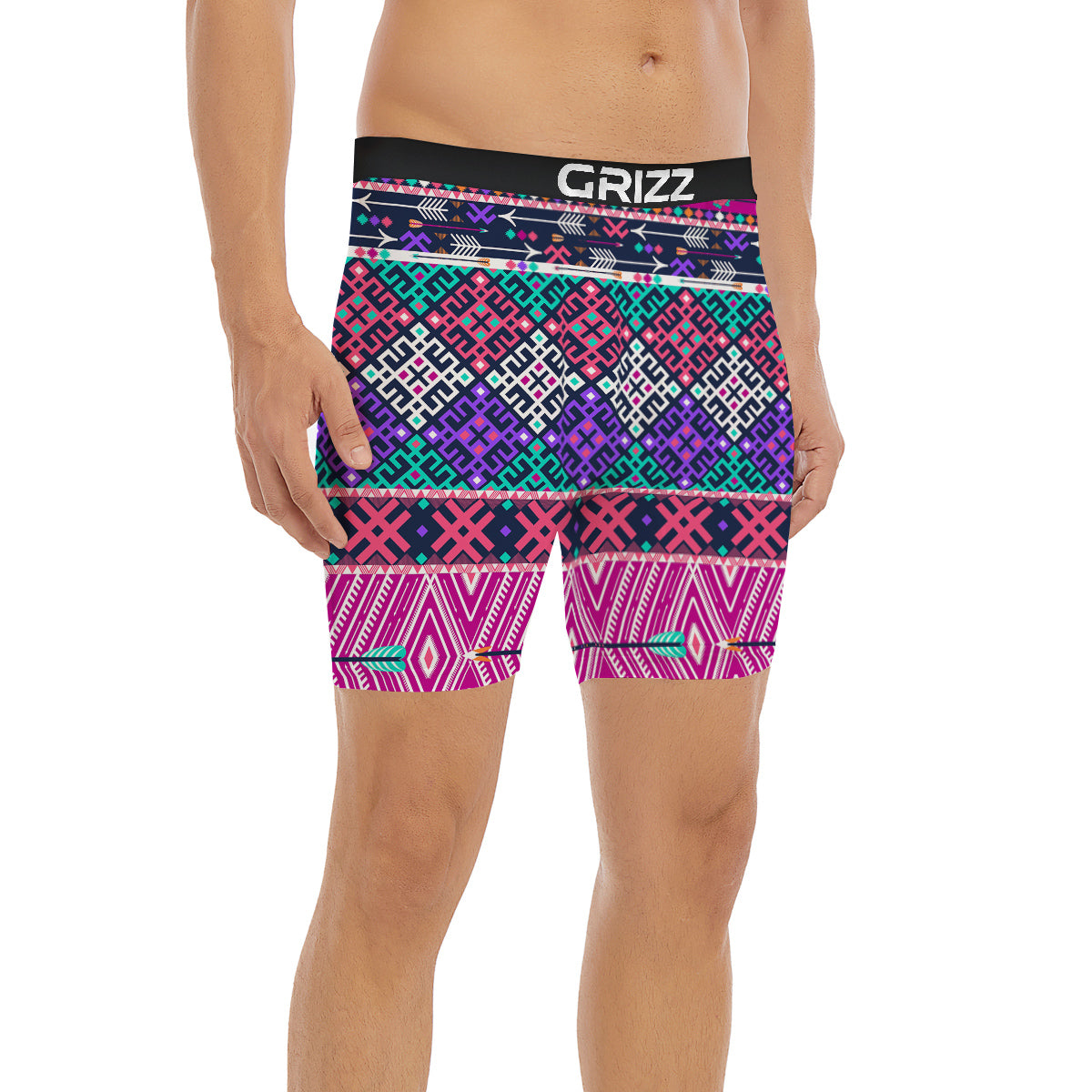 Navajo Tribal Colorful Native Print Boxer Briefs-grizzshop
