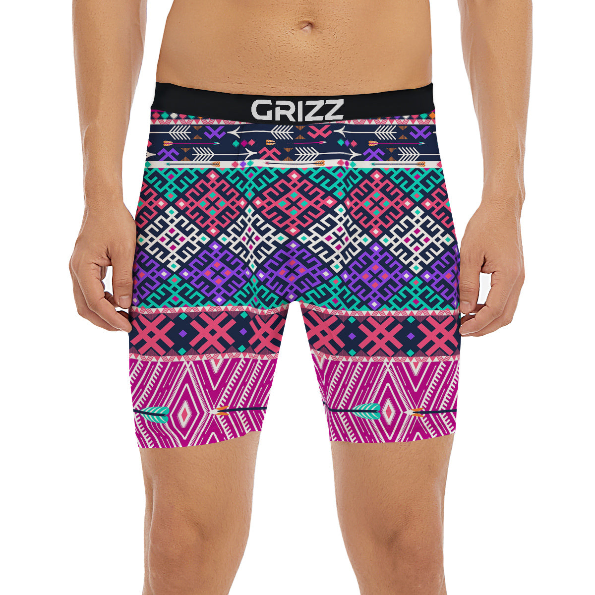 Navajo Tribal Colorful Native Print Boxer Briefs-grizzshop