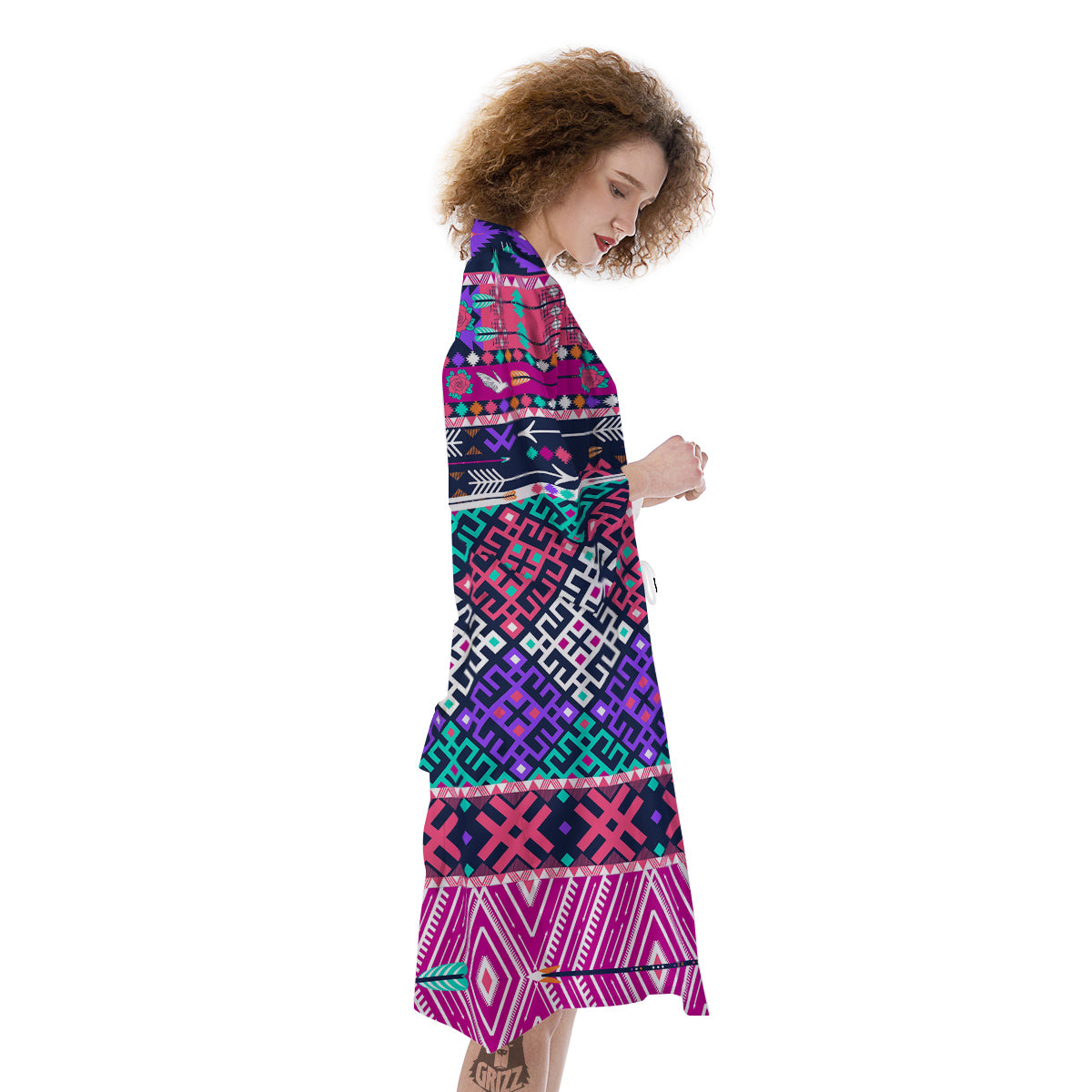 Navajo Tribal Colorful Native Print Kimono-grizzshop