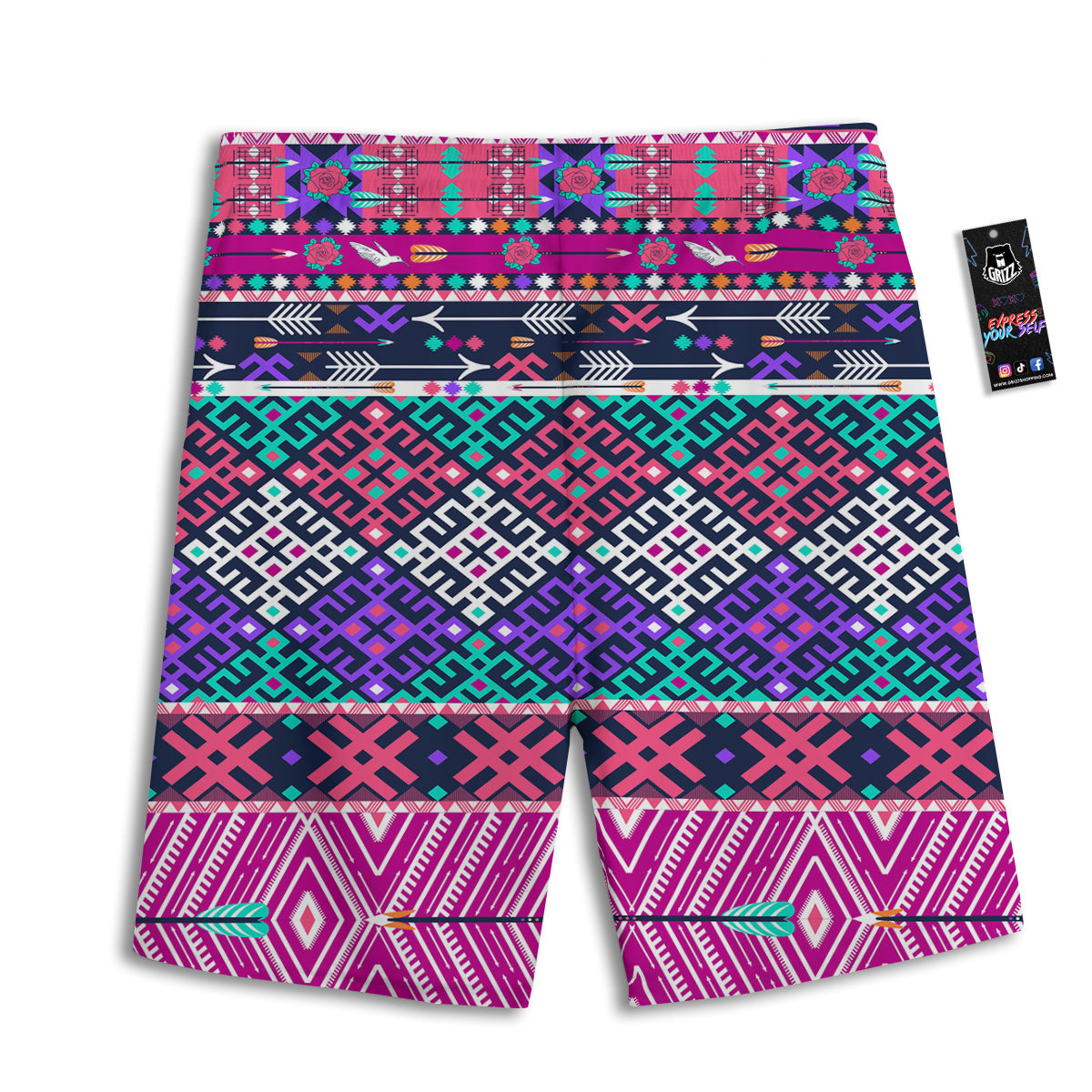 Navajo Tribal Colorful Native Print Men's Athletic Shorts