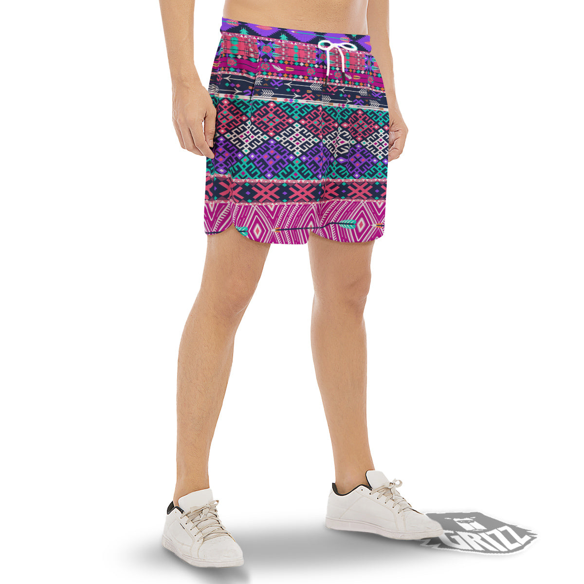 Navajo Tribal Colorful Native Print Men's Gym Shorts-grizzshop