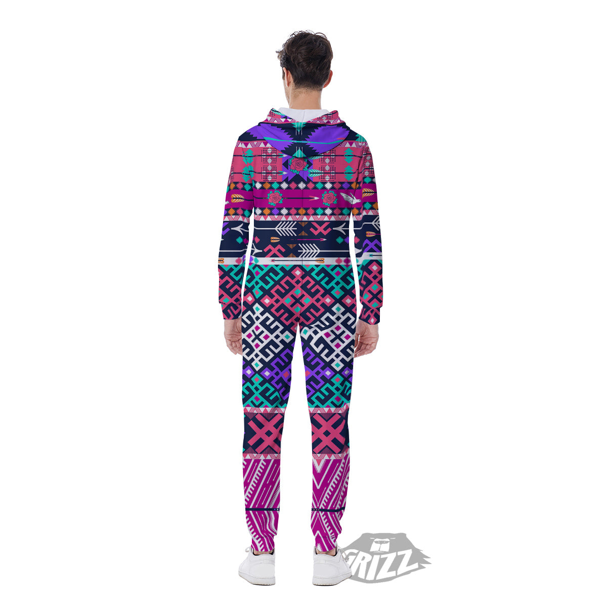Navajo Tribal Colorful Native Print Men's Jumpsuit-grizzshop