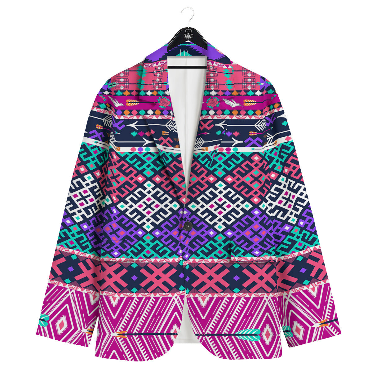 Navajo Tribal Colorful Native Print Men's Sport Coat-grizzshop