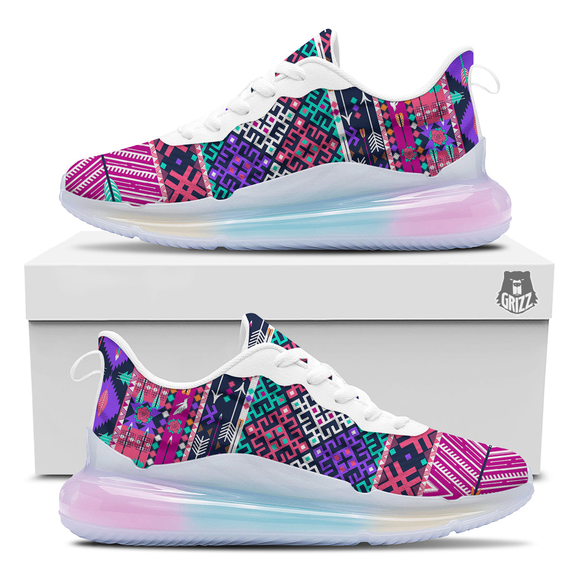 Navajo Tribal Colorful Native Print Running Sneakers-grizzshop