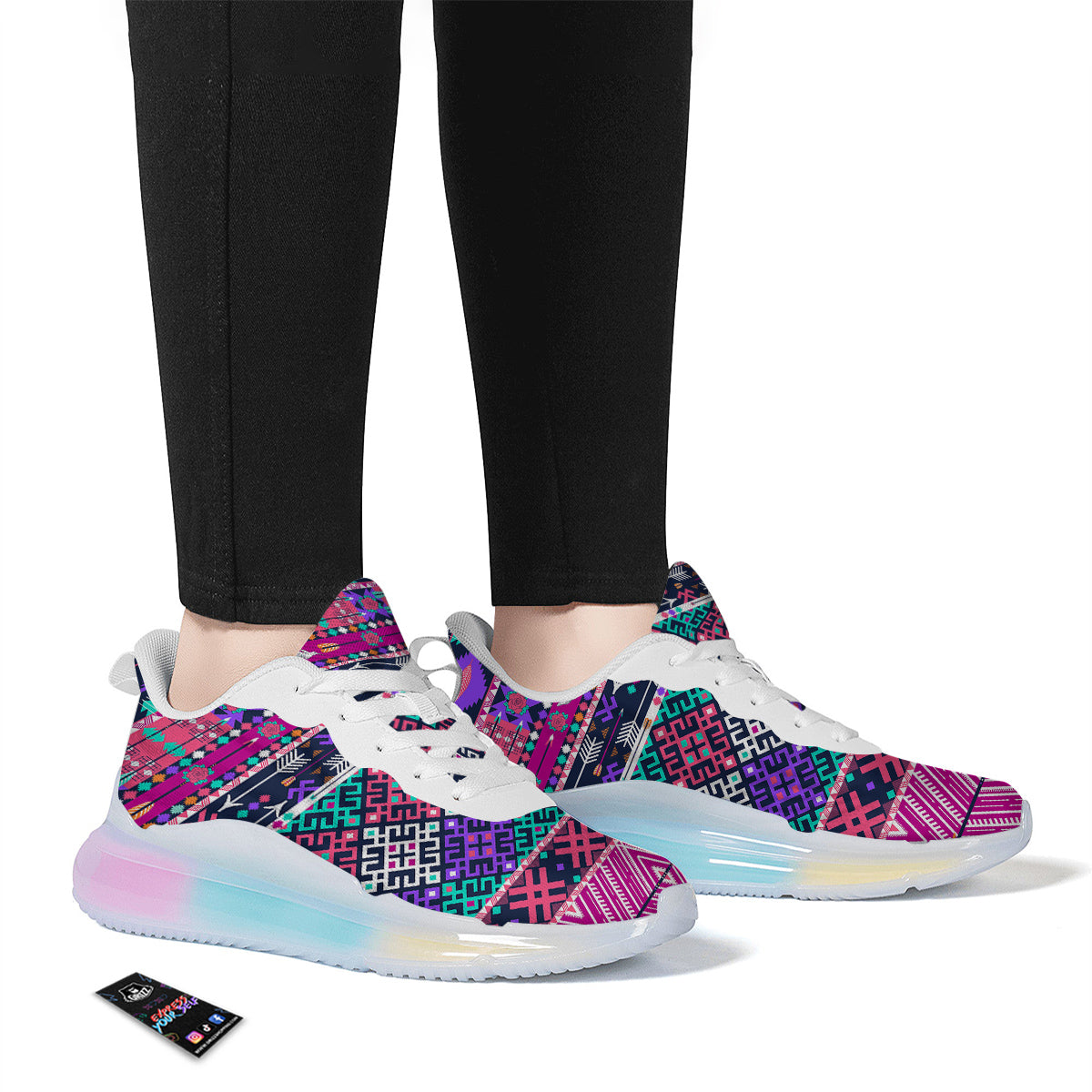 Navajo Tribal Colorful Native Print Running Sneakers-grizzshop