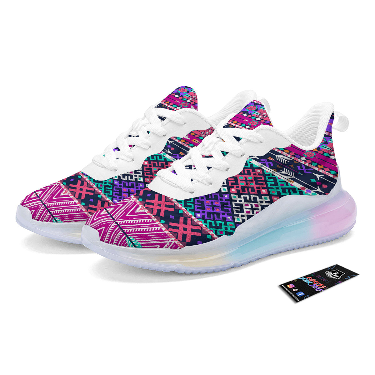 Navajo Tribal Colorful Native Print Running Sneakers-grizzshop