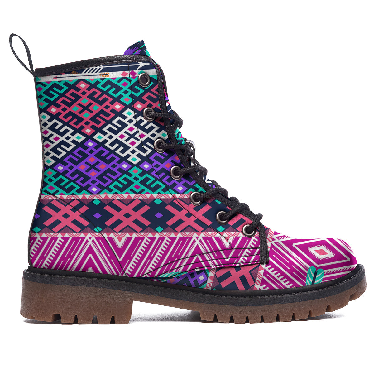 Navajo Tribal Colorful Native Print Work Boots-grizzshop