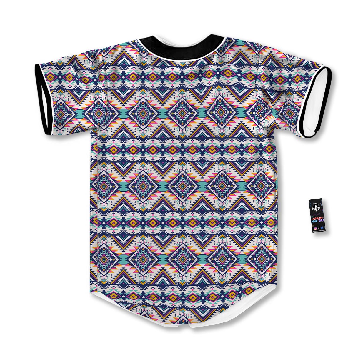 Navajo Tribal Pendleton Print Pattern Baseball Jersey-grizzshop