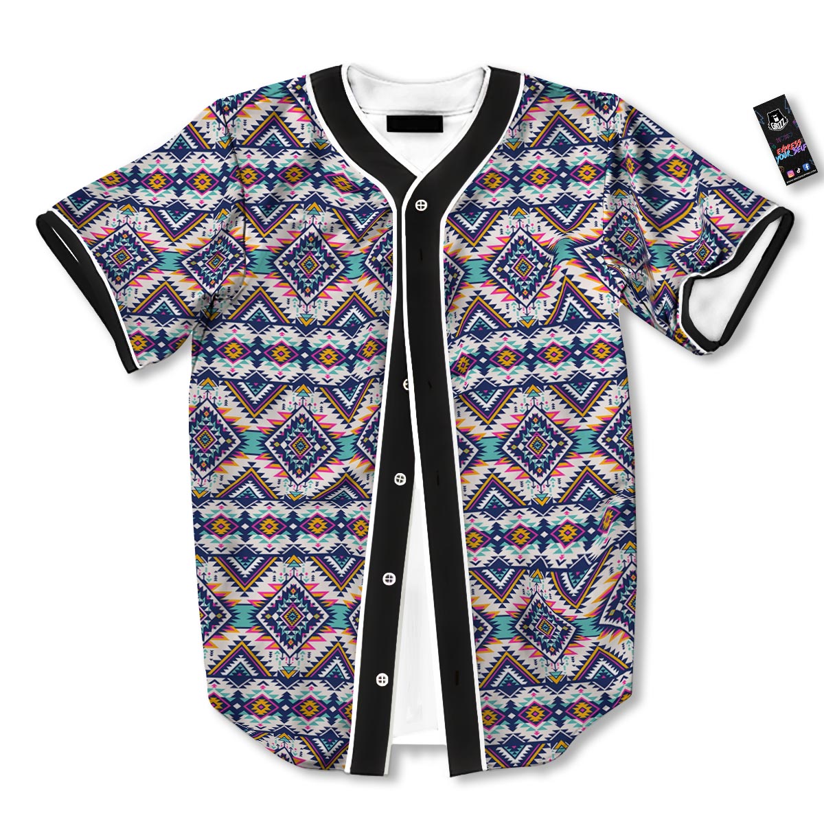 Navajo Tribal Pendleton Print Pattern Baseball Jersey-grizzshop