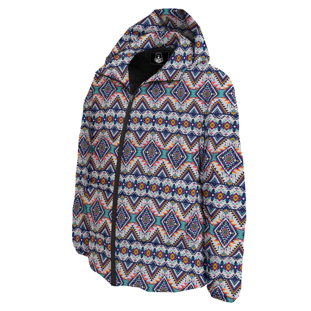 Navajo Tribal Pendleton Print Pattern Down Jacket-grizzshop