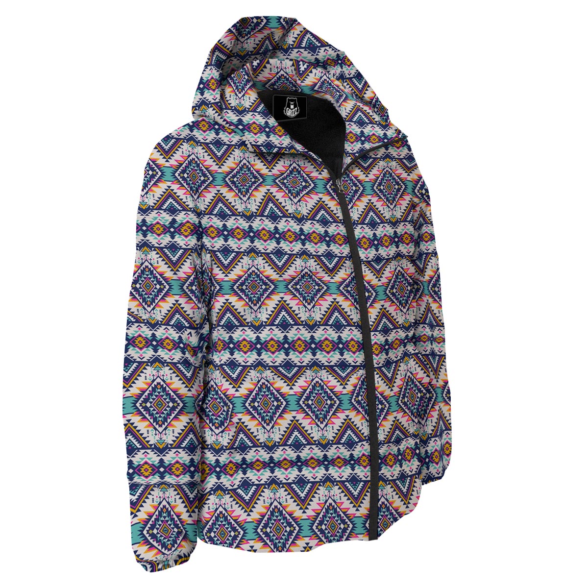 Navajo Tribal Pendleton Print Pattern Down Jacket-grizzshop