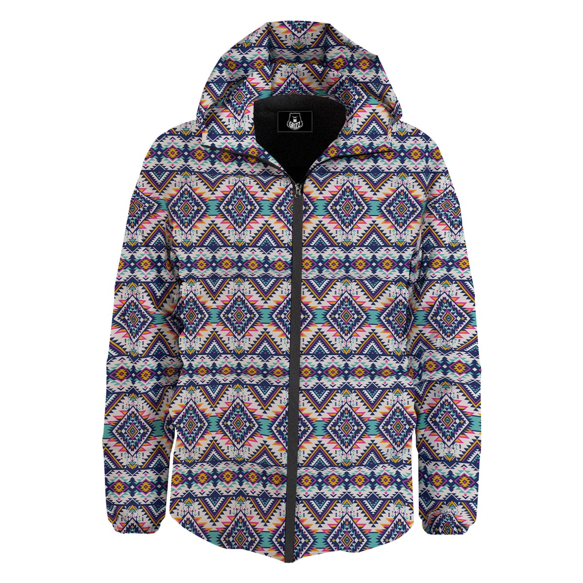 Navajo Tribal Pendleton Print Pattern Down Jacket-grizzshop