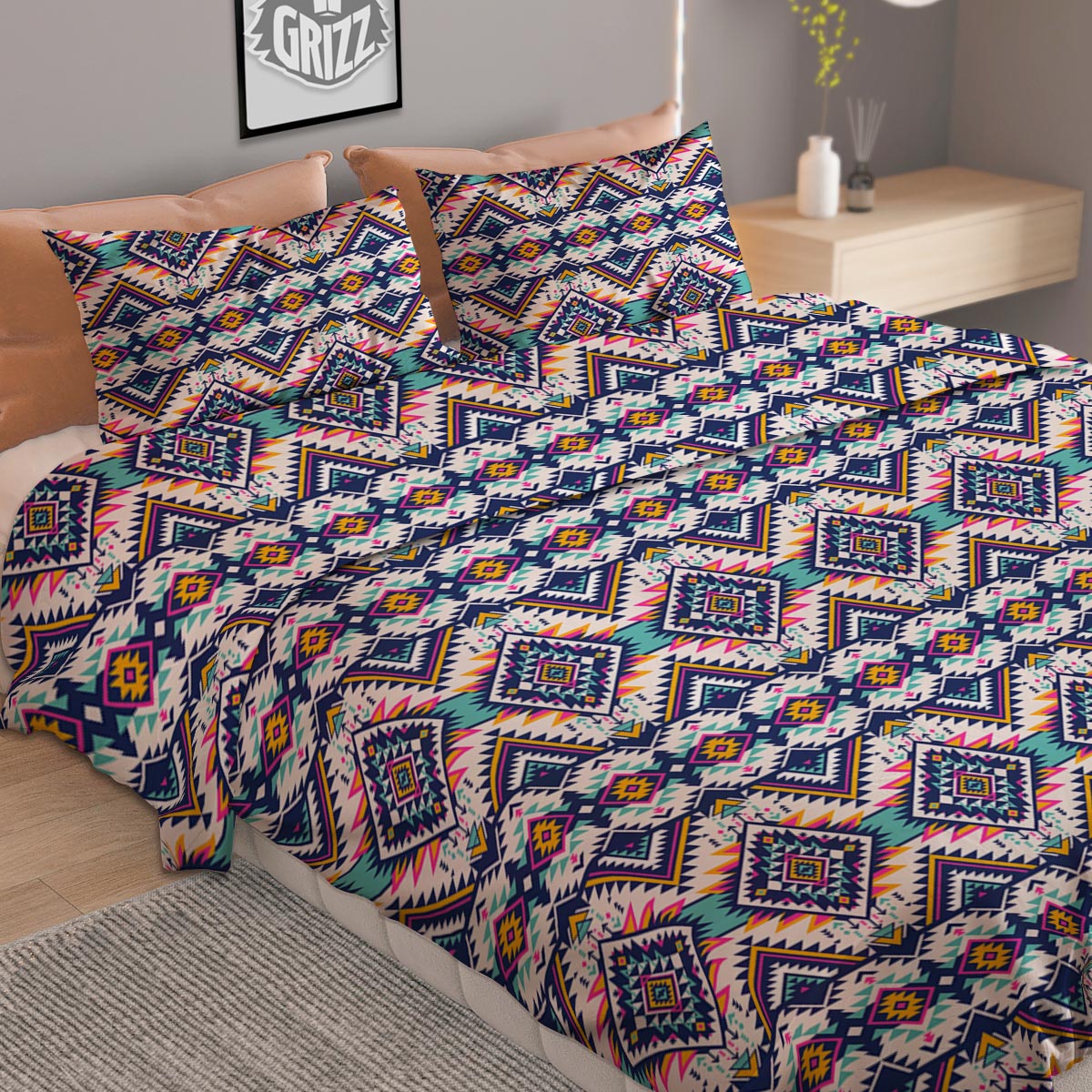 Navajo Tribal Pendleton Print Pattern Duvet Cover Bedding Set