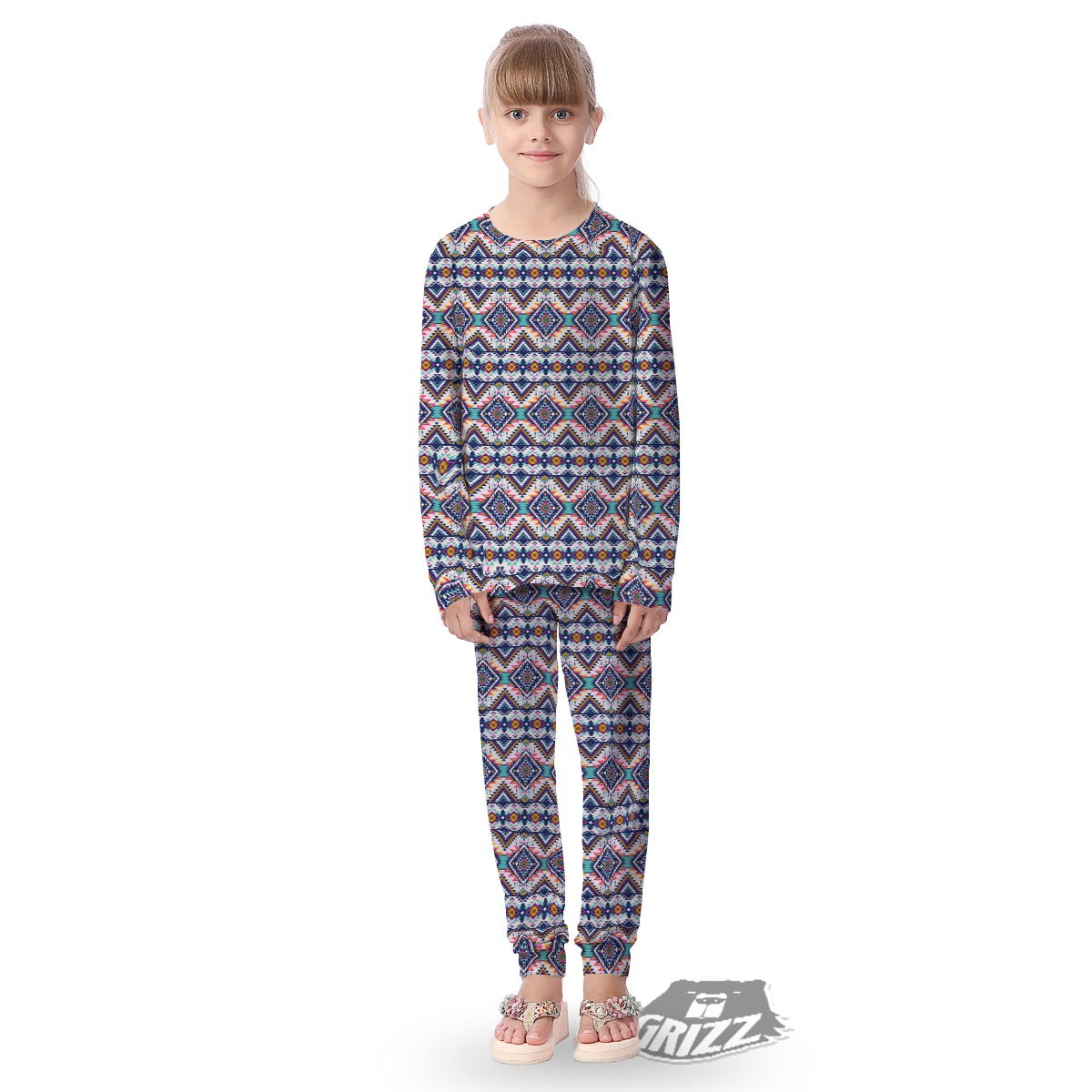 Navajo Tribal Pendleton Print Pattern Kid's Pajamas-grizzshop