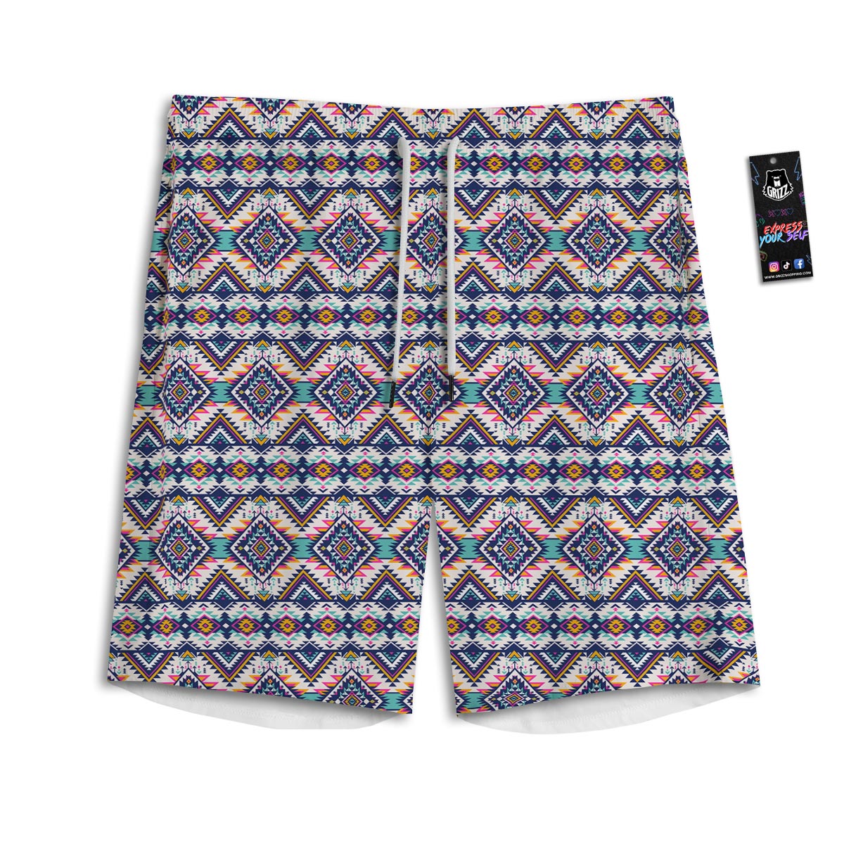 Navajo Tribal Pendleton Print Pattern Men's Athletic Shorts