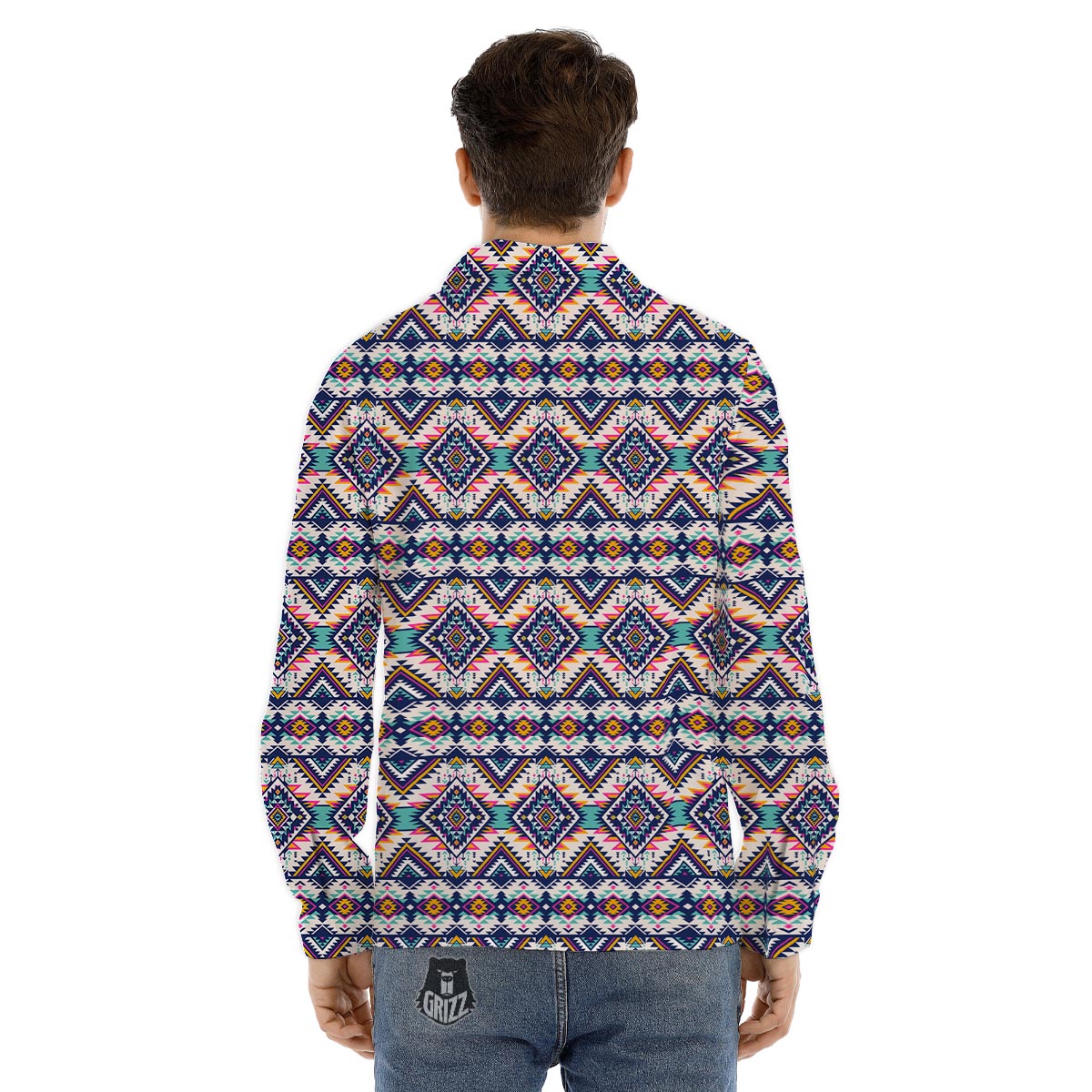 Navajo Tribal Pendleton Print Pattern Men's Dress Shirts-grizzshop