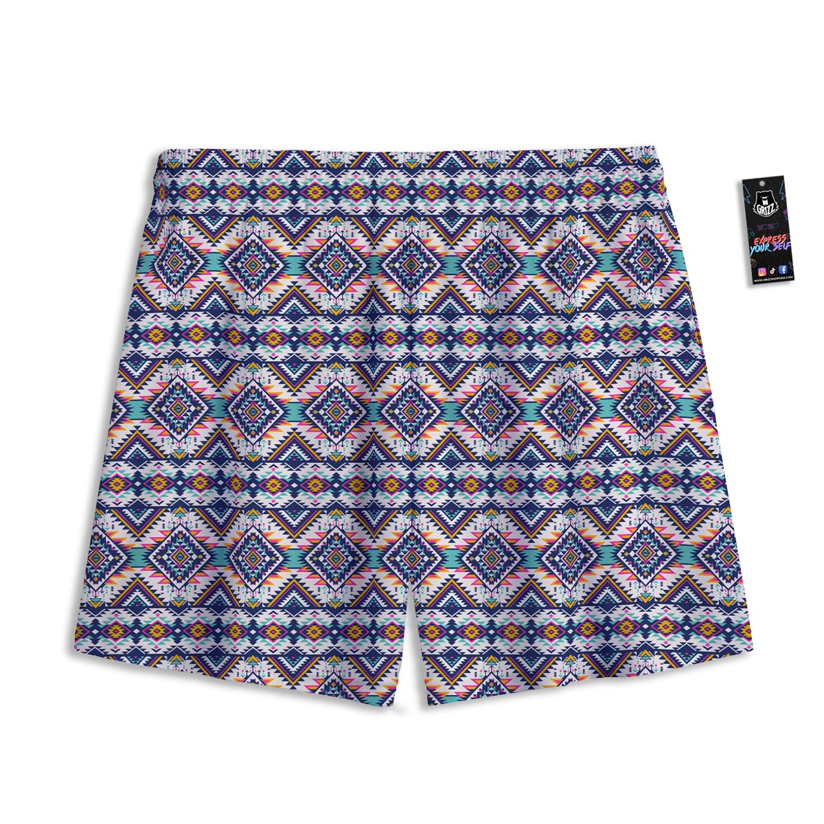 Navajo Tribal Pendleton Print Pattern Mesh Shorts