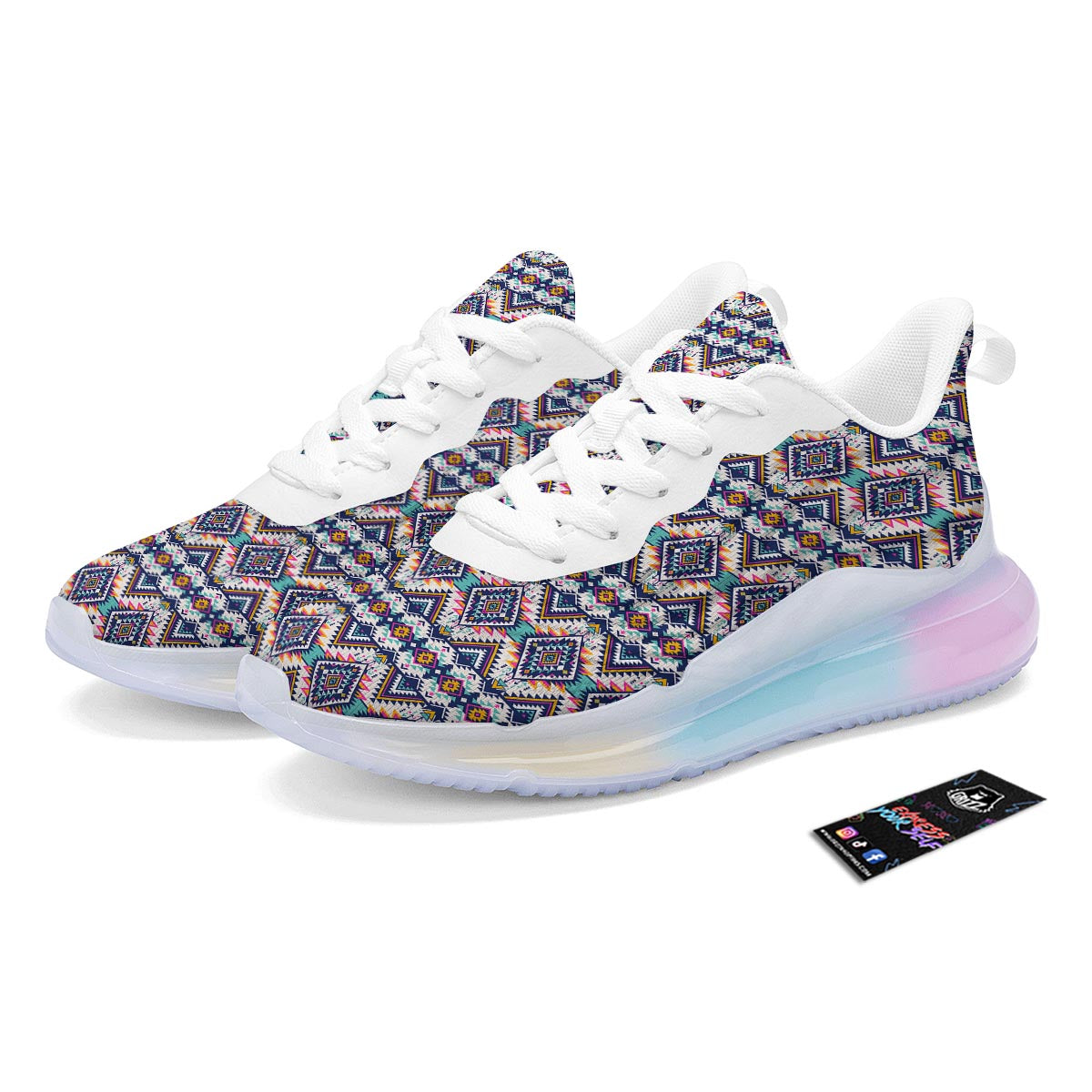 Navajo Tribal Pendleton Print Pattern Running Sneakers-grizzshop