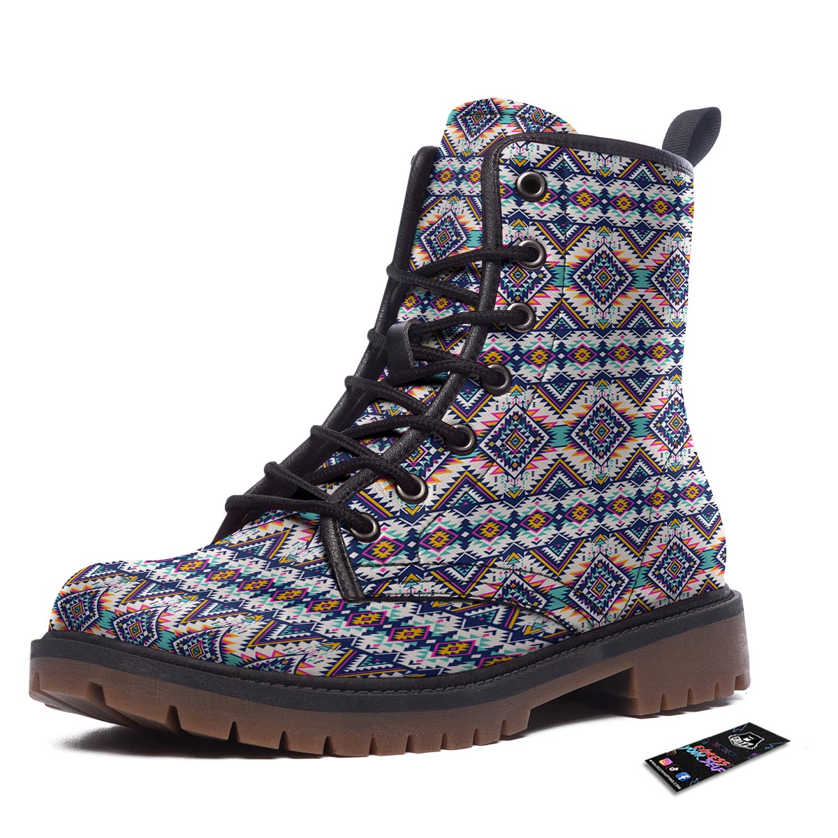 Navajo Tribal Pendleton Print Pattern Work Boots-grizzshop