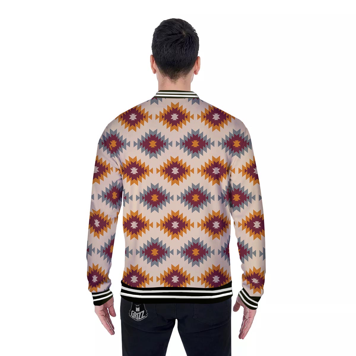 Navajo Tribal Southwestern Print Pattern Baseball Jacket-grizzshop
