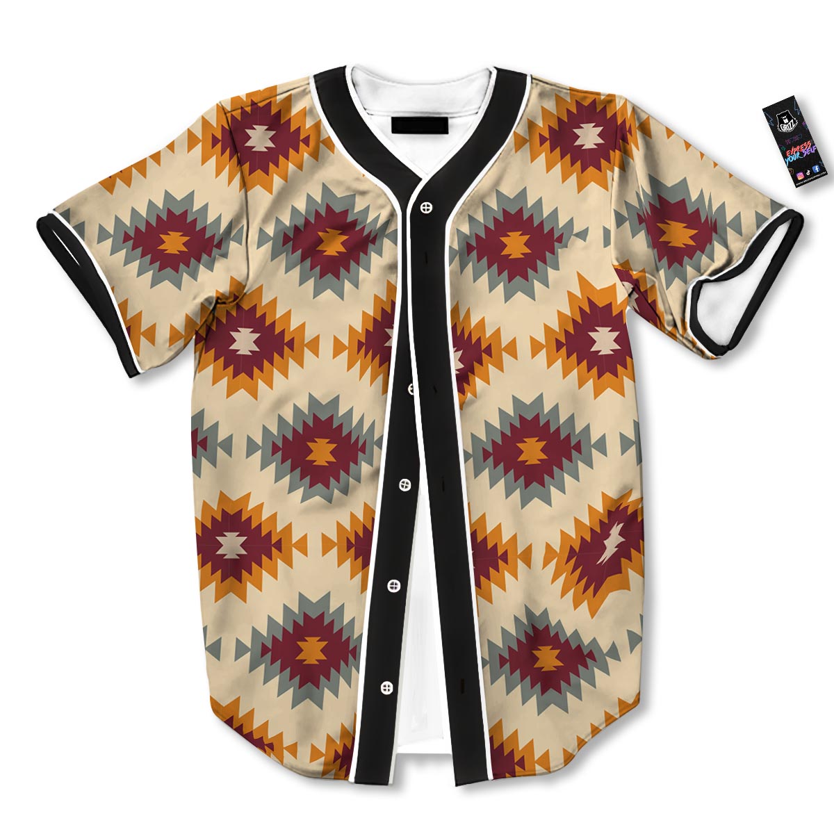 Navajo Tribal Southwestern Print Pattern Baseball Jersey-grizzshop