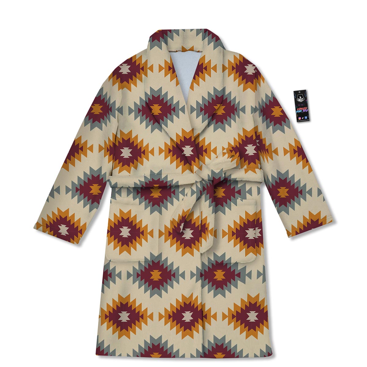 Navajo Tribal Southwestern Print Pattern Bathrobe-grizzshop