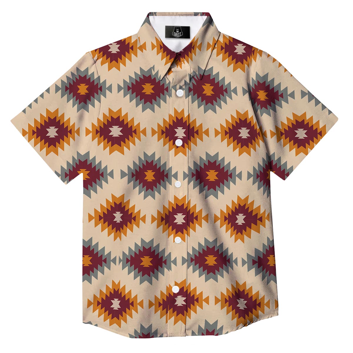 Navajo Tribal Southwestern Print Pattern Button Up Shirt-grizzshop
