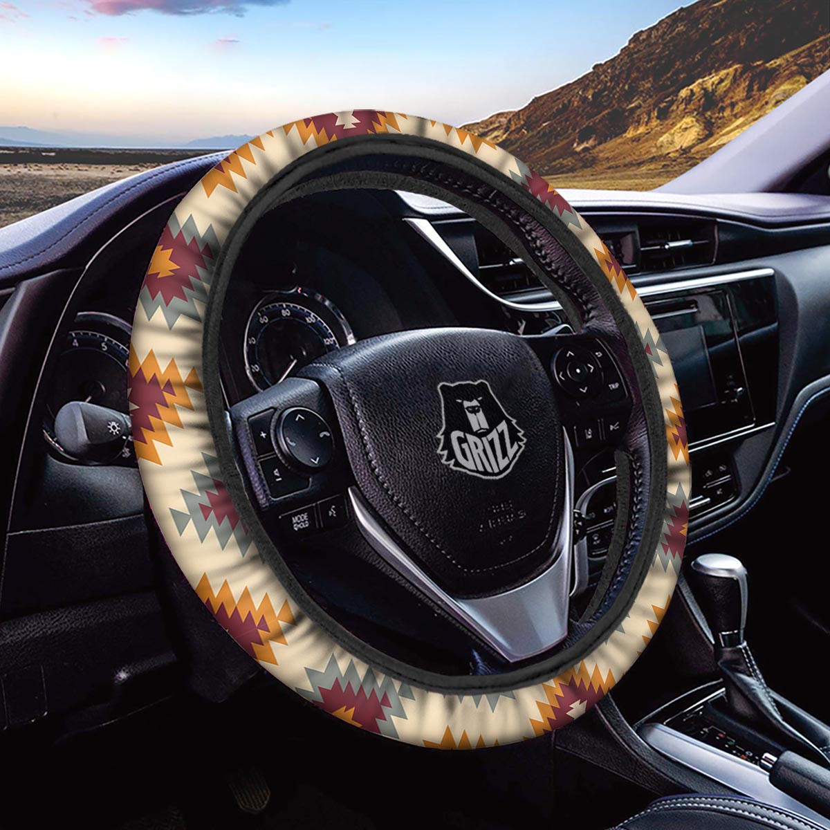 Navajo Tribal Southwestern Print Pattern Car Steering Wheel Cover-grizzshop